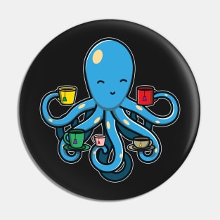 Cute Kawaii Octopus Drinking Tea - Octopus Tea print Pin