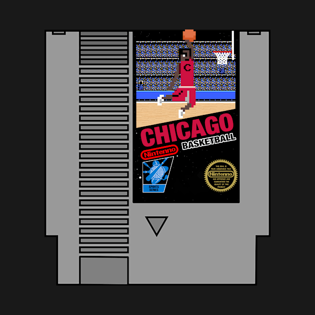 Chicago Basketball 8 bit pixel art cartridge design by MulletHappens