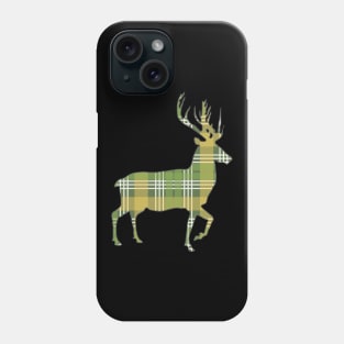 Green, Yellow and White Tartan Scottish Stag Silhouette Phone Case