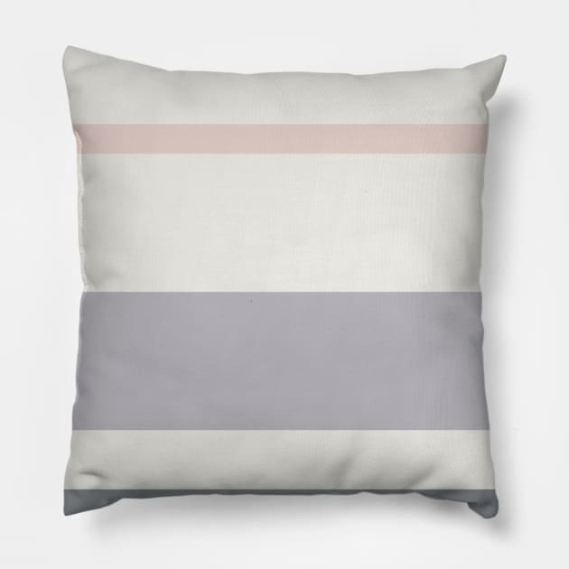 A prime stew of Very Light Pink, Grey, Silver and Light Grey stripes. Pillow by Sociable Stripes