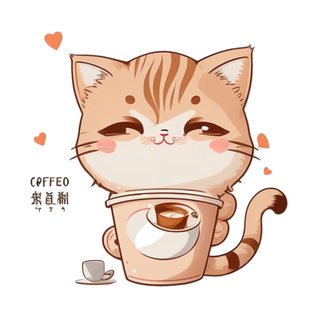 Cute cat with coffee by Majkel&Majkel