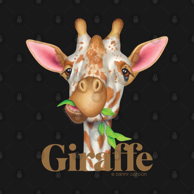 Cute Gentle Giraffe on a Giraffe lovers tee by Danny Gordon Art