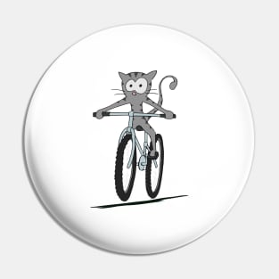 Cute Mountain Bike Cycling Cartoon Cat Biking Cat Pin