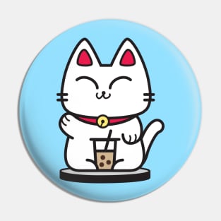 Boba Cat with Milk Tea Pin