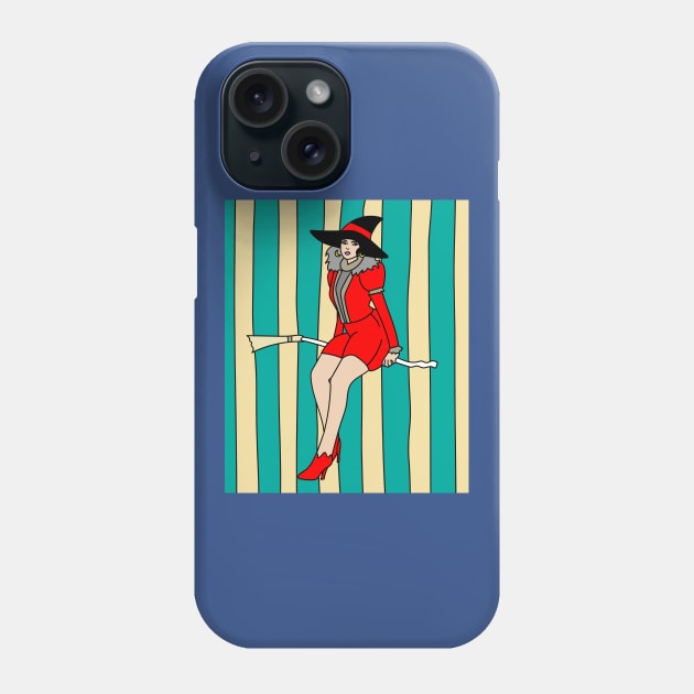 Flying Witch On A Broomstick With A Hat Phone Case by flofin