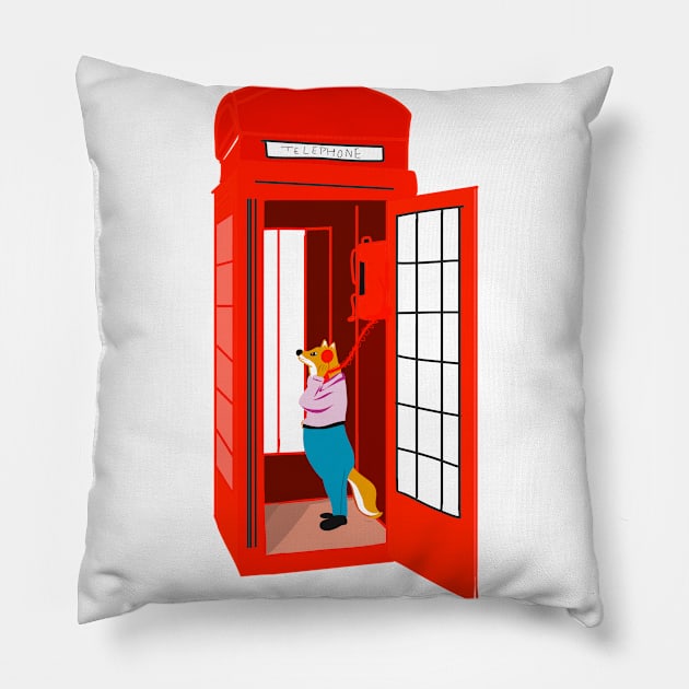 Fox in the telephone booth Pillow by Asafee's store