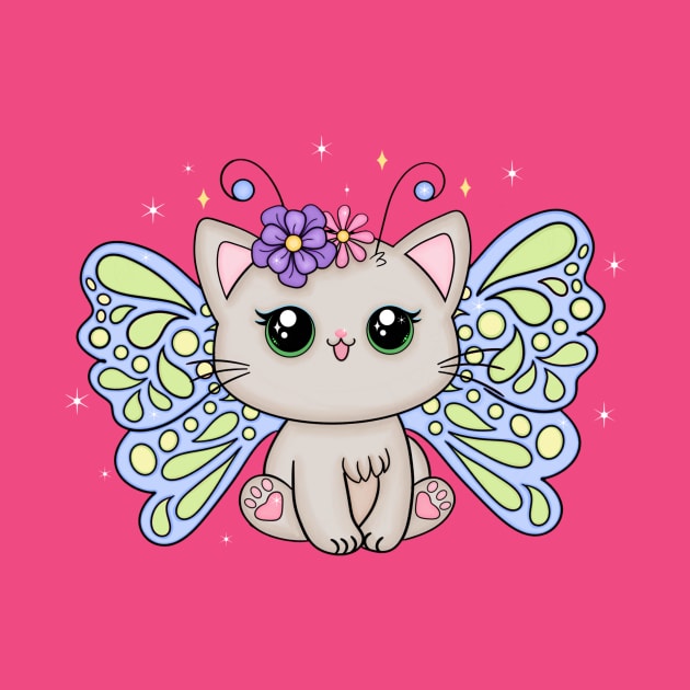 Kawaii Kitty Fairy with Sparkles by AlondraHanley