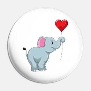 Elephant with Heart Balloon Pin