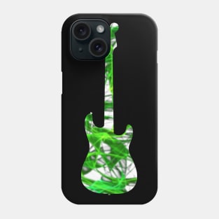 Green Flame Guitar Silhouette on White Phone Case