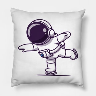 Cute Astronaut Playing Ice Skating Pillow