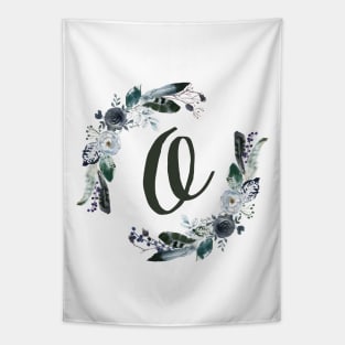 Floral Monogram O Dark Bohemian Flora Tapestry