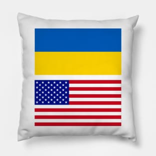 America and Ukraine Flag Pillow