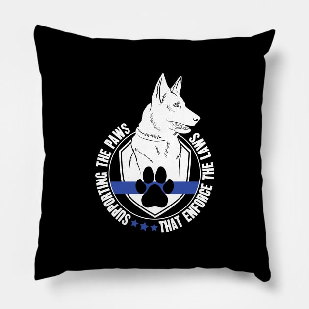 Supporting the paws that enforce the laws - K9 police officer support Pillow by captainmood