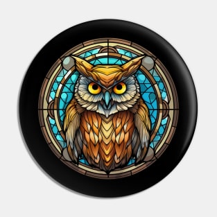 Owl Stained Glass Look Bird Lover Graphic Pin