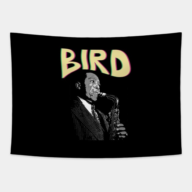 Charlie Parker // Retro Tapestry by Mandegraph