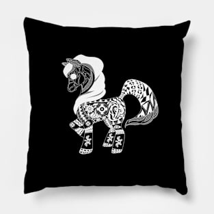 don pony cute mini horse ecopop art in mexican art design Pillow