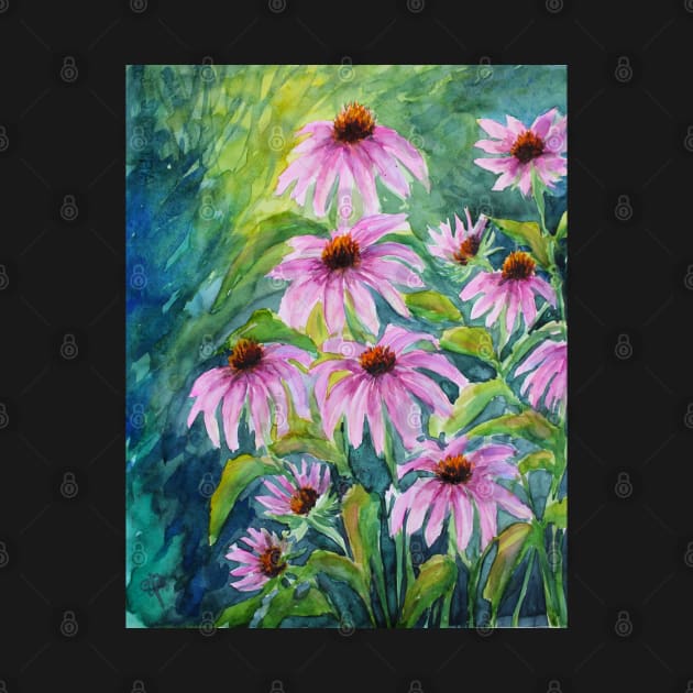 Echinacea Watercolor Painting by SvitlanaProuty