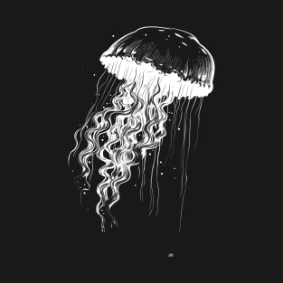 Jellyfish white on black - Jellyfish motif T-Shirt