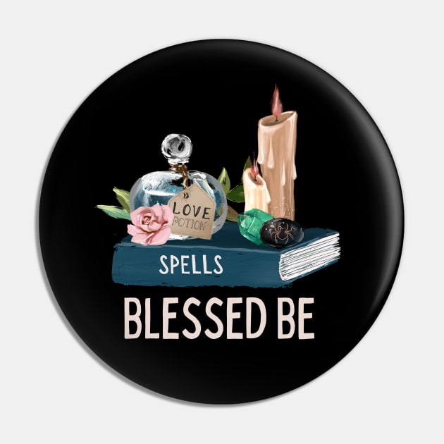 Blesse Be Wicca Gift Witch Witchcraft Potion Bottle Pin by InnerMagic