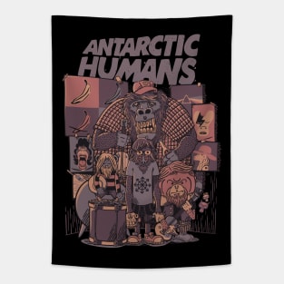 Antarctic Humans Black Tapestry