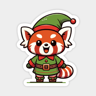 Jolly Red Panda Elf Magnet