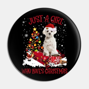 White Maltese Just A Girl Who Loves Christmas Pin