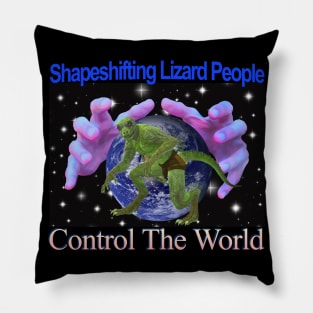 Shapeshifting Lizard People Control The World Retro Computer Design Pillow