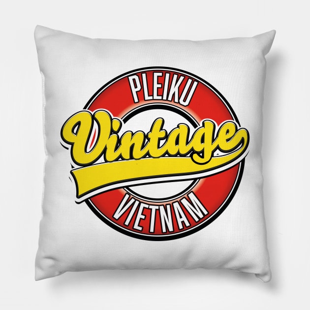 Pleiku vietnam retro logo Pillow by nickemporium1