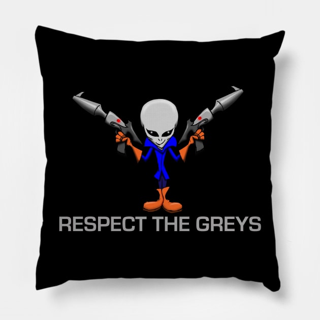 Respect the Greys Pillow by Wickedcartoons