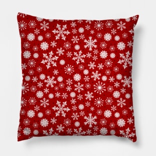 Red Christmas Pattern - Snowflakes Pillow