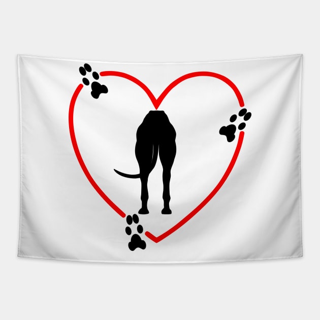 Greyhound Butt with Red Hearts Paw Prints Tapestry by Greyt Graphical Greyhound