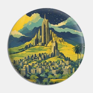Belo Horizonte Starry Night Brazil Vintage Tourism Travel Poster Art Pin
