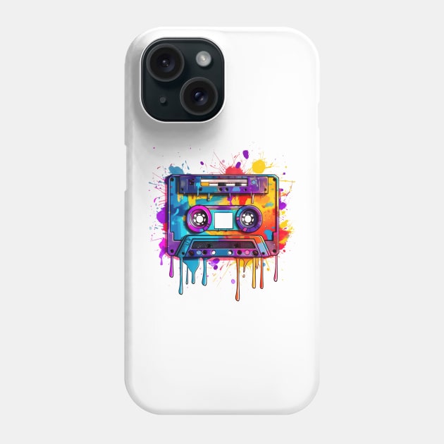 Retro Melting Cassette Tape Phone Case by Chromatic Fusion Studio