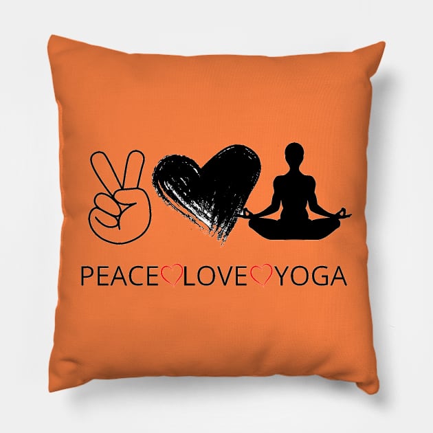 Peace, love and yoga Pillow by TheDesigNook