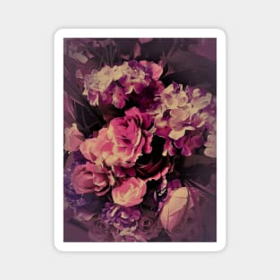 PINK ROSES VINTAGE BOUQUET PEONIES HYDRANGEAS Magnet