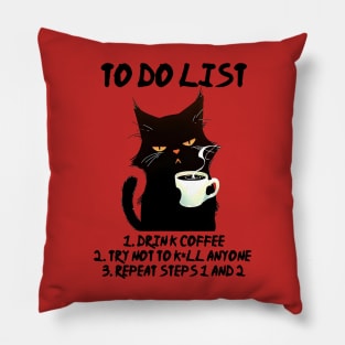 Black Cat To Do List Pillow