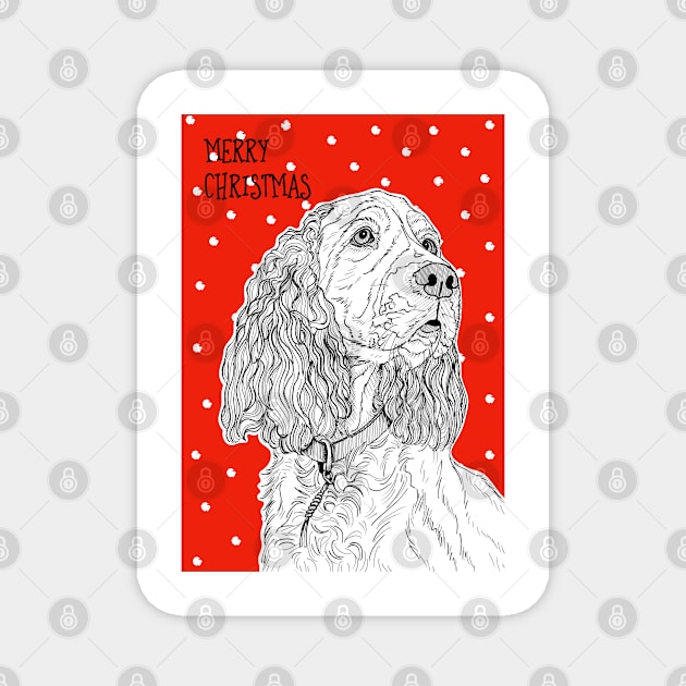 Spaniel Christmas Greeting Magnet by AdamRegester