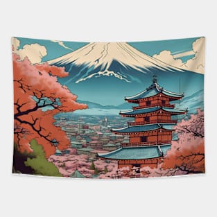 Fuji Mountain and Pagoda Tapestry