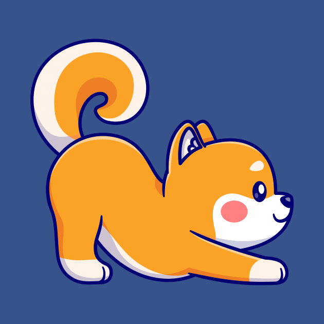 Cute Shiba Inu Dog Stretching Yoga Cartoon by Catalyst Labs