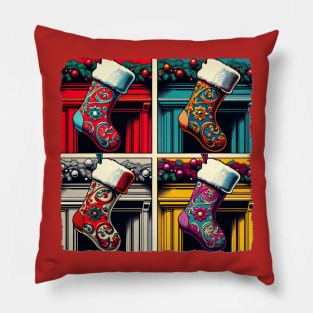 Stocking Spectacle: Pop Art’s Yuletide Wonder - Classic Christmas Pillow