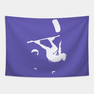 Kitesurfer Somersaulting White Vector Silhouette Tapestry