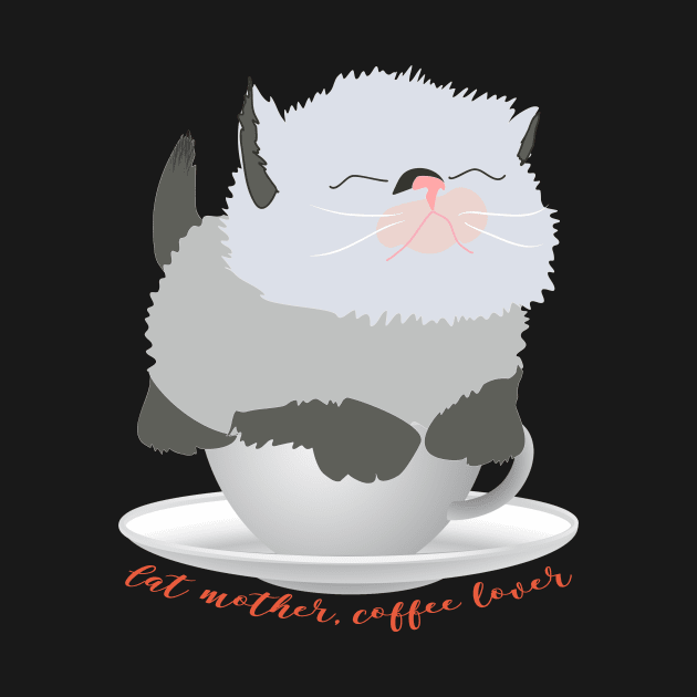 Cat mother coffee lover. Siamese cat in the box and coffee quote by Orangerinka