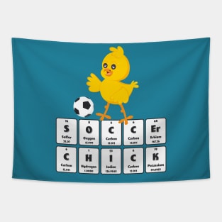 Soccer Chick science themed design Tapestry