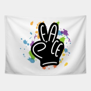 PEACE FINGERS | PEACE Hand Design with color splashes Tapestry