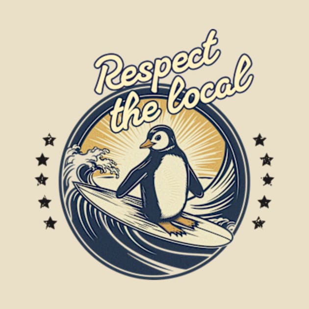 Hawaiian Culture Surfer Gifts - Surfing Penguin by poppoplover