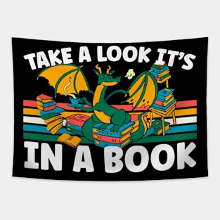 Cute Dragon Reading Bookworm Take A Look It's In A Book Tapestry