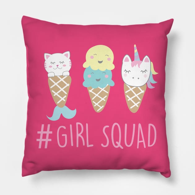 GIRLS SQUAD ICE CREAM TEE Pillow by ART_BY_RYAN