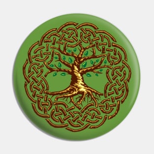 Celtic Tree of Life with green leaves Pin