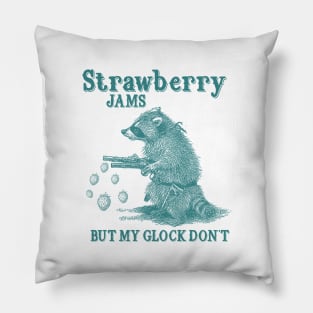 Strawberry Jams But My Glock Dont Shirt, Funny Raccon Meme T Shirt, Retro Raccoon Pillow