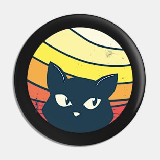 Cat vintage sunset Pin